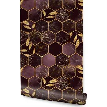 Fototapeta Tapeta Fialová MARMOROVÁ Mozaika Listy Ozdoba