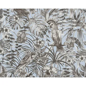 Tapeta TAPETA VZOR LISTY KVĚTY PTÁCI NA VLIESU