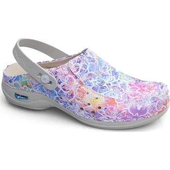 Dámské pantofle Nursing Care BERLIM WG4APF16 pracovní kožená pratelná obuv s certifikací dámská s páskem barevná fantazie Velikost: 39