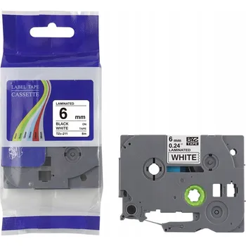 Pásek do tiskárny PÁSKA DO BROTHER PT BÍLÁ TZe-211 6mm TZ-211 TZ211 TZc-211 černý tisk