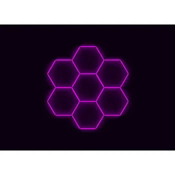 Kompletní LED hexagonové svítidlo růžové, rozměr: 7 elementů 238 x 252 cm