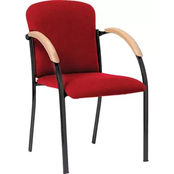 Jednací židle VALENTINO N, židle konferenční, nohy černé, područky buk, látka červená