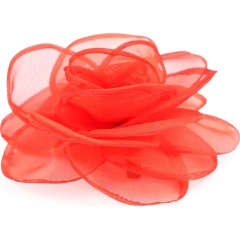 Brož Brož / ozdoba do vlasů organzový květ Ø10,5 cm - červená