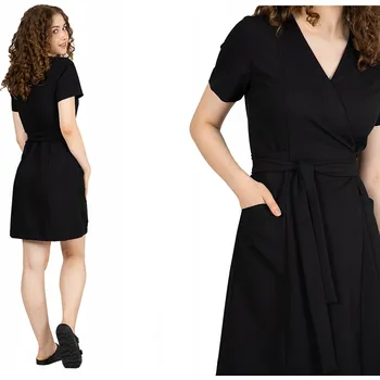 Dámské šaty Elastické zdravotní zavinovací šaty vázané viskózou ZOYA BLACK vel. 50