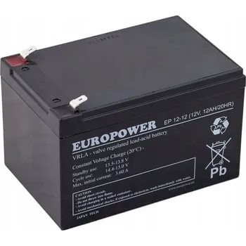 Záložní baterie Akumulátor Europower 12V 12Ah AGM UPS alarm nouzové napájení