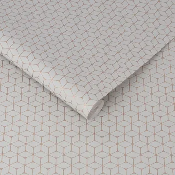 Tapeta ŠEDÁ TAPETA VZOR MĚDĚNÉ ŠESTIHRANY KOSTKY 3D