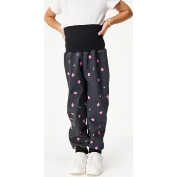 Chlapecké kalhoty Batolecí softshellové kalhoty s fleecem Basic, Černá, Květiny Velikost: 92/98