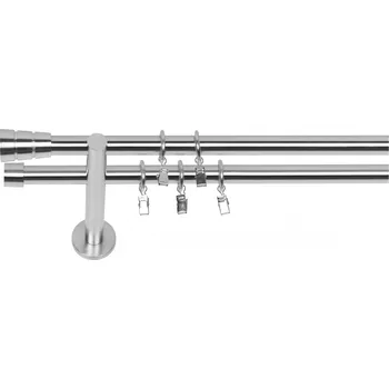 Garnýž Dekodum Dvouřadá moderní garnýž Walec Basic 19 mm ocelový efekt 120 cm