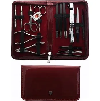 Sada na manikúru, 16 nástrojů, bordó eko-kůže, vysoce kvalitní ocel Solingen