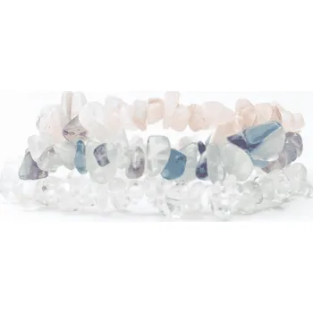 Náramek Milujeme Kameny Sada tří náramků - akvamarín+morganit, fluorit a křišťál - náramky sekánky 88217