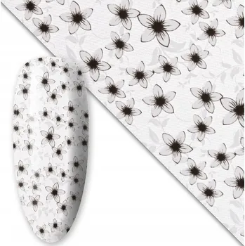 Fólie na nehty - zdobení, květinový motiv bílá #2