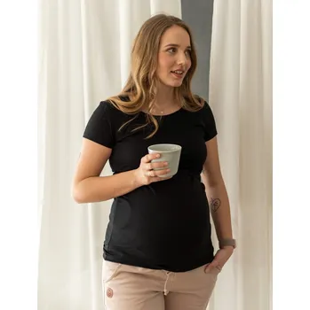 Těhotenská móda Milk & Love Těhotenské a kojící tričko 3v1 Milk shirt černé bavlněné Velikost: 2XL