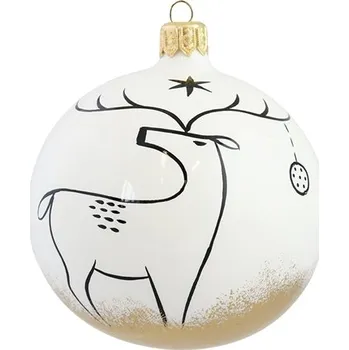 Skleněná ozdoba s malovaným jelínkem