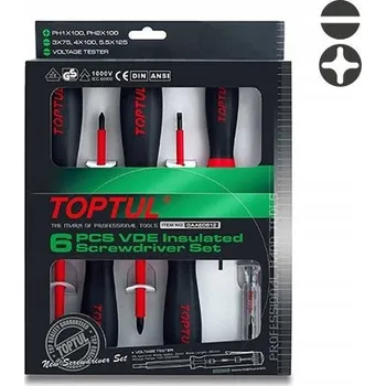 Šroubovák SADA IZOLOVANÝCH ŠROUBOVÁKŮ 6 ks 1000V PRO ELEKTRIKÁŘE TOPTUL