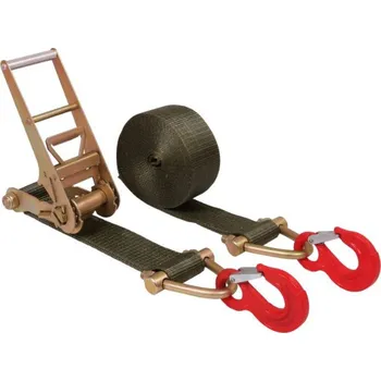 Upínací popruh Upínací popruh s háky dvoudílný KHAKI 10 t 75 mm , 12 m