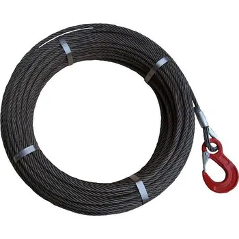 Lany Vázací-technika.cz Ocelové lano do navijáku SEAL IWRC s hákem, 12 mm 5 m