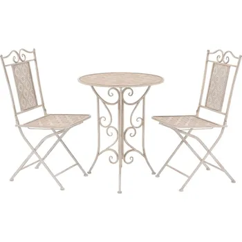 Zahradní sestava Nábytek XL 3dílný bistro set ocelový bílý 43149