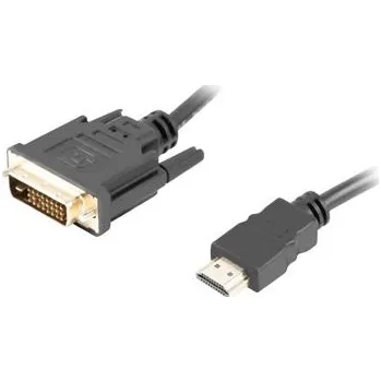 Video kabel LANBERG připojovací kabel HDMI/A na DVI-D (24+1), M/M, 4K@30Hz, délka 1,8m, černý, dual link, zlacené konektory CA-HDDV-20CU-0018-BK