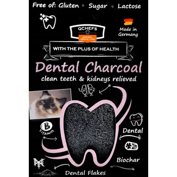 Krmivo pro kočku QCHEFS Cat Dental Charcoal pro ústní hygienu koček 70g