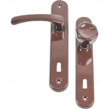 Dveřní kování Klika s koulí, dlouhý štítek, hnědá, rozteč 72 mm (vložka)