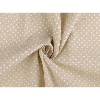 Bavlněná metráž / imitace lnu hrubší, puntík, barva 1 režná