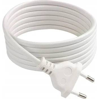 elektrický kabel KABEL 2M BÍLÝ S EURO ZÁSTRČKOU H03VVH2-F 2x0,75 mm2