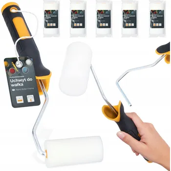 Malířský váleček 5x VÁLEČEK MALÍŘSKÝ Pěnový 10 cm Náhradní Pro Malování Nábytku Mini Houbový Držák H0