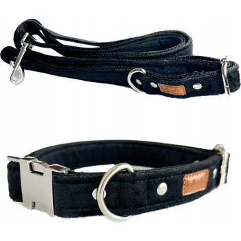 Vodítko pro psa Obojek a vodítko pro středního psa, sada vodítko a obojek - Černá, M