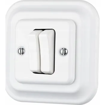 vypínač Dvojitý vypínač ANTICA retro BÍLÝ loft