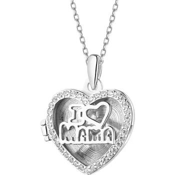 Přívěsek Stříbrný přívěsek se zirkony - otevírací medailon - máma, srdce - AP539-2639