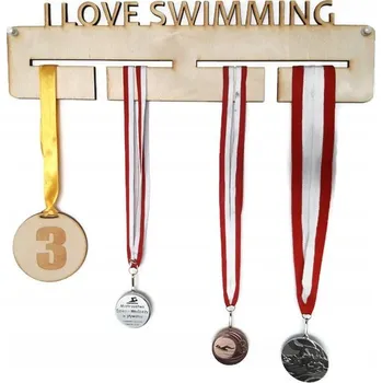 Věšák I LOVE SWIMMING Věšák na medaile 38 cm PLAVÁNÍ