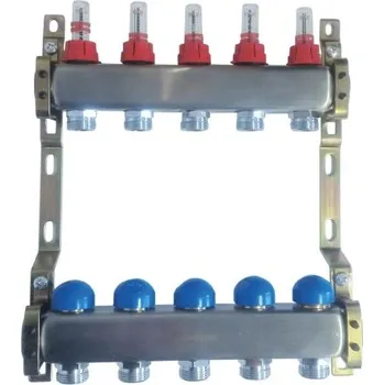 rozdělovač topení EASY 220ACTP-N rozdělovač 1" s průtokoměry, 7 okruhů, bez mísení, nerez