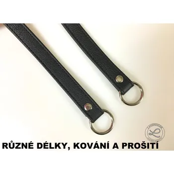 Kabelka Kožená ucha černá "LAHTON" s kroužkem na kabelku. (Kožená ucha černá "LAHTON" s kroužkem na kabelku. / “LAHTON” black leather handbag handles with ring.)