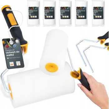 Malířský váleček 5x VÁLEČEK MALÍŘSKÝ Pěnový 15 cm Náhradní Pro Malování Nábytku Houbový + 2x DRŽÁK