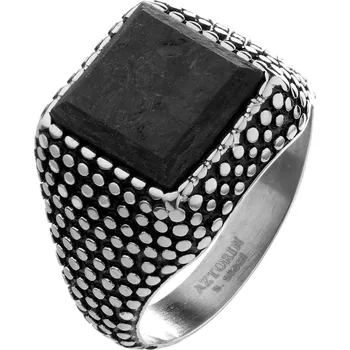 Prsten Pečetní prsten z ušlechtilé oceli se smaltem - AZ537-2079