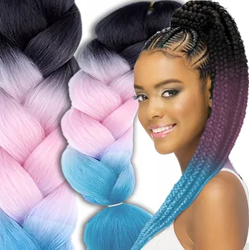 SYNTETICKÉ VLASY na copánky Ombre Barevné copánky Prameny 120 cm