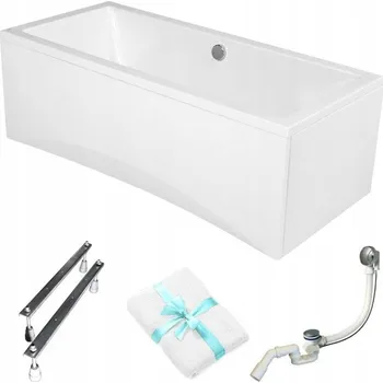 Vana Obdélníková vana Cersanit Intro 170x75 + bílý panel, sifon, nožičky, držák na ručník