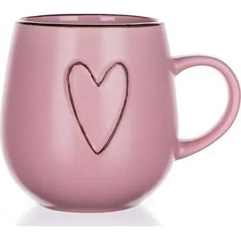 BANQUET Hrnek keramický HEART 500 ml, růžový (BANQUET Hrnek keramický HEART 500 ml, růžový)