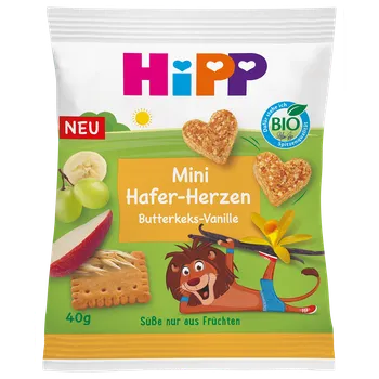 HIPP BIO Ovocno-obilná srdíčka máslové sušenky-vanilka 40 g
