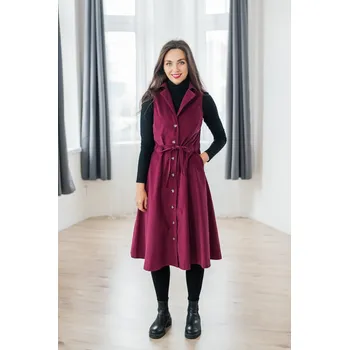 Dámské šaty Manšestrové vestové šaty Madlen vínové Velikost: XS