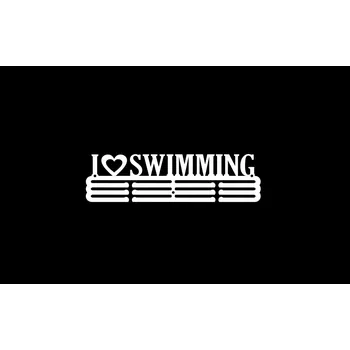 Věšák I Love Swimming #3 - BÍLÝ Věšák na medaile 40 cm