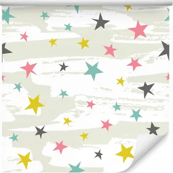 Fototapeta Dětská tapeta barevné HVĚZDIČKY mraky vzory