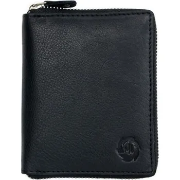 Peněženka Peněženka HL z měkké černé pravé kůže dokola na kovový zip