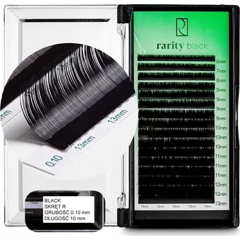 Umělé řasy UMĚLÉ ŘASY Rarity Black Lashes ČERNÉ zatočení R | 0,10mm | 10mm