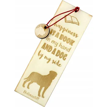 Doplněk ke knize Bullmastiff - gravírovaná záložka do knihy se psem, jméno psa