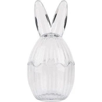 Dóza na potraviny Skleněná dóza s víkem ve tvaru vejce se zaječími oušky – Ø 10*21 cm