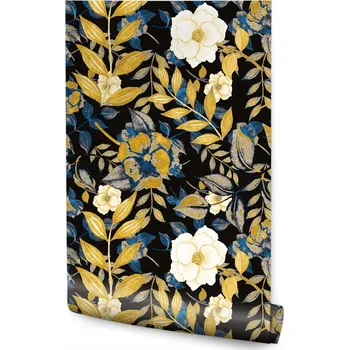 Fototapeta Tapeta do obýváku Akvarel KVĚTY Listy Retro styl