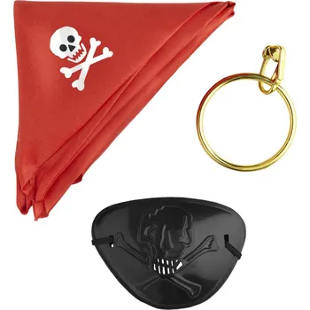 Karnevalový doplněk Pirátská sada (záslepka, šátek, náušnice)
