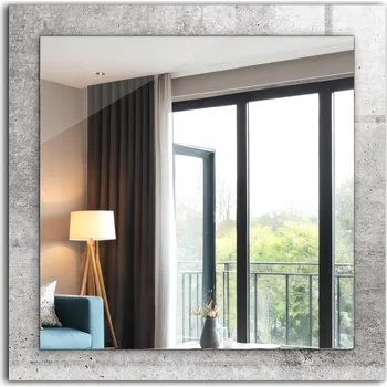 Zrcadlo Dekorativní designové zrcadlo závěsné, styl loft, betonová stěna textura, 60x60 cm
