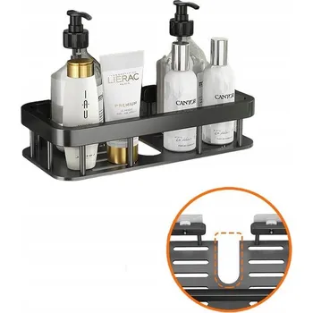 Koupelnový nábytek Černá sprchová polička na tyč, bez vrtání